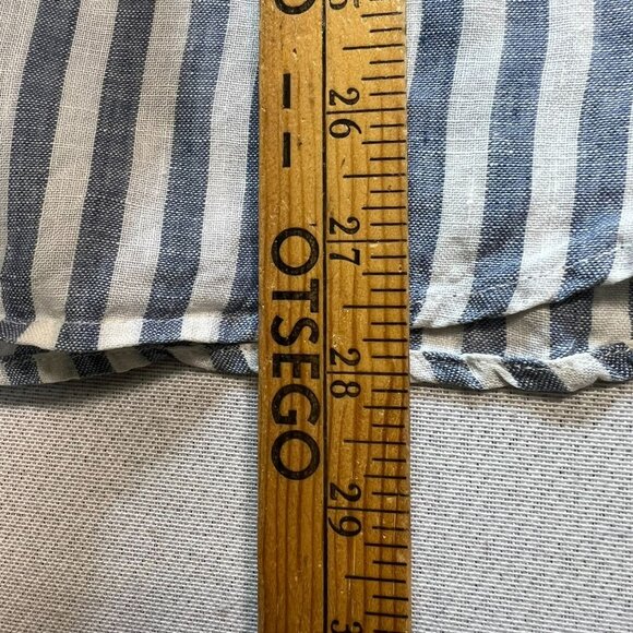 L.L.Bean Women's Linen Button Up Shirt Long Sleeve Size M White Blue Stripe - Picture 10 of 13